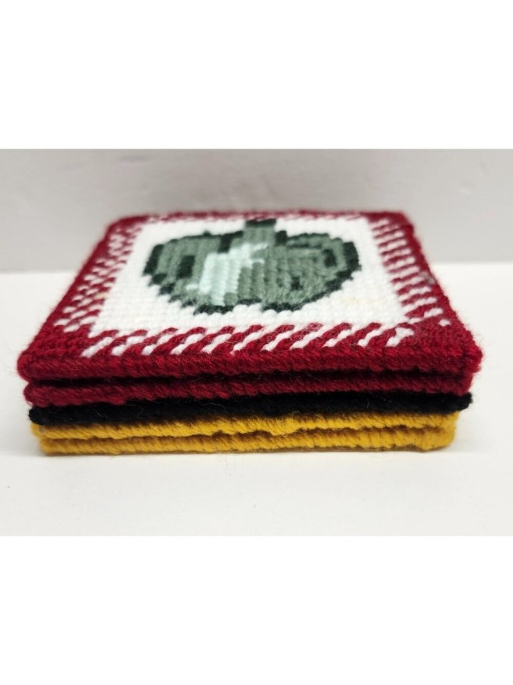 Handmade Veggie Theme Coaster Set of 5, Woven Yarn 4.25" x 4.25"